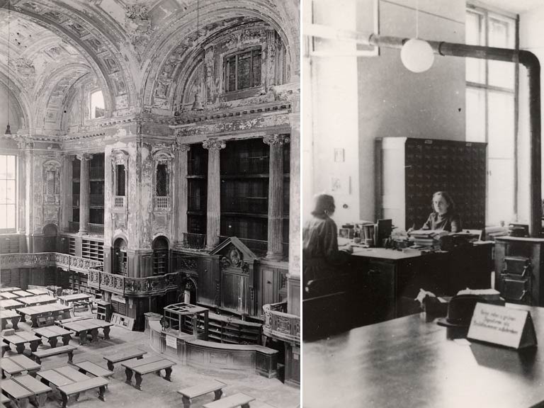 Buildings of the University Library of Humboldt University in Berlin: "Dorotheenstraße 81 reading Room and workspace" 1950